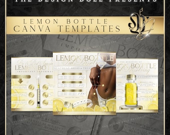 Lemon Bottle Canva Template, Beauty Salon Flyer, Fat Dissolving Canva Posts, DIY Canva Templates, Lemon Bottle Flyer