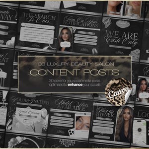 30 Beauty Salon Social Media Canva Templates | Luxury Beauty Business Instagram Posts | Instant Download