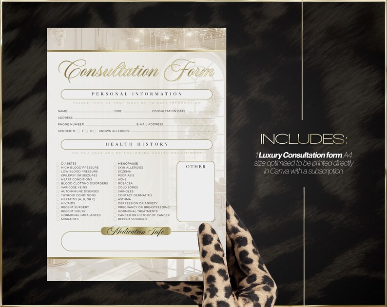 Modulo di consultazione per salone di bellezza - Modello Canva / Scheda cliente modificabile / Download immediato immagine 5