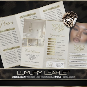 Tri-Fold Beauty Salon Flyer Template – Canva Digital Download