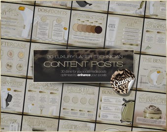 30 Laser-Haarabbau Canva Vorlagen | Luxus-Klinik Social-Media-Posts | Sofort Download