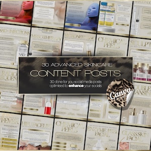 30 Advanced Skincare Canva Templates | Luxury Skincare Clinic Social Media Posts | Instant Download