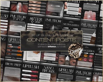 Plantillas para redes sociales de maquillaje semipermanente de labios, rubor y cejas (descarga digital) – Canva Content Posts