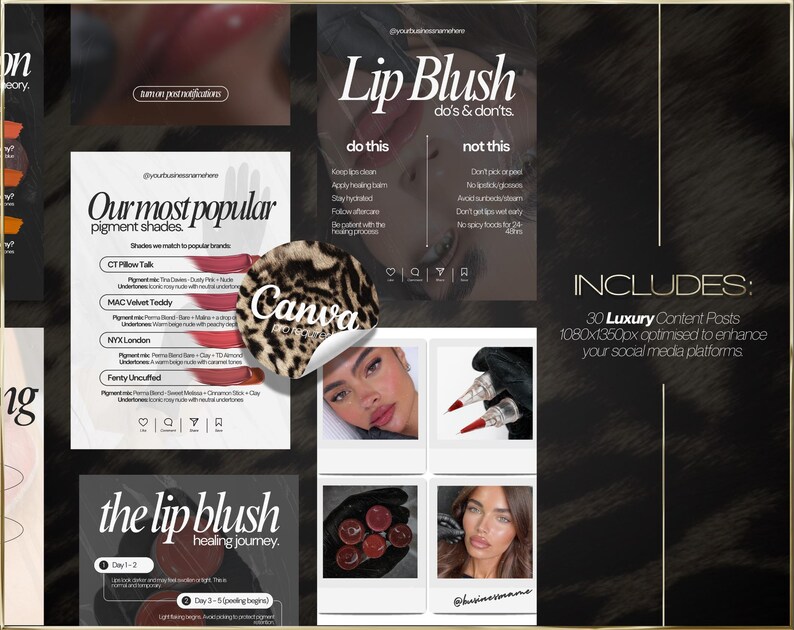 30 SPMU Lip Blush Social Media Templates – Canva Content Posts (digital ...