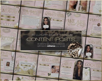 30 plantillas para redes sociales de salones de belleza: descarga digital instantánea