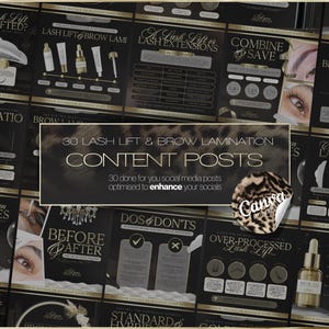 Lash Lift & Brow Laminierung Canva Templates | Schönheitssalon Social Media Posts | Sofort Download