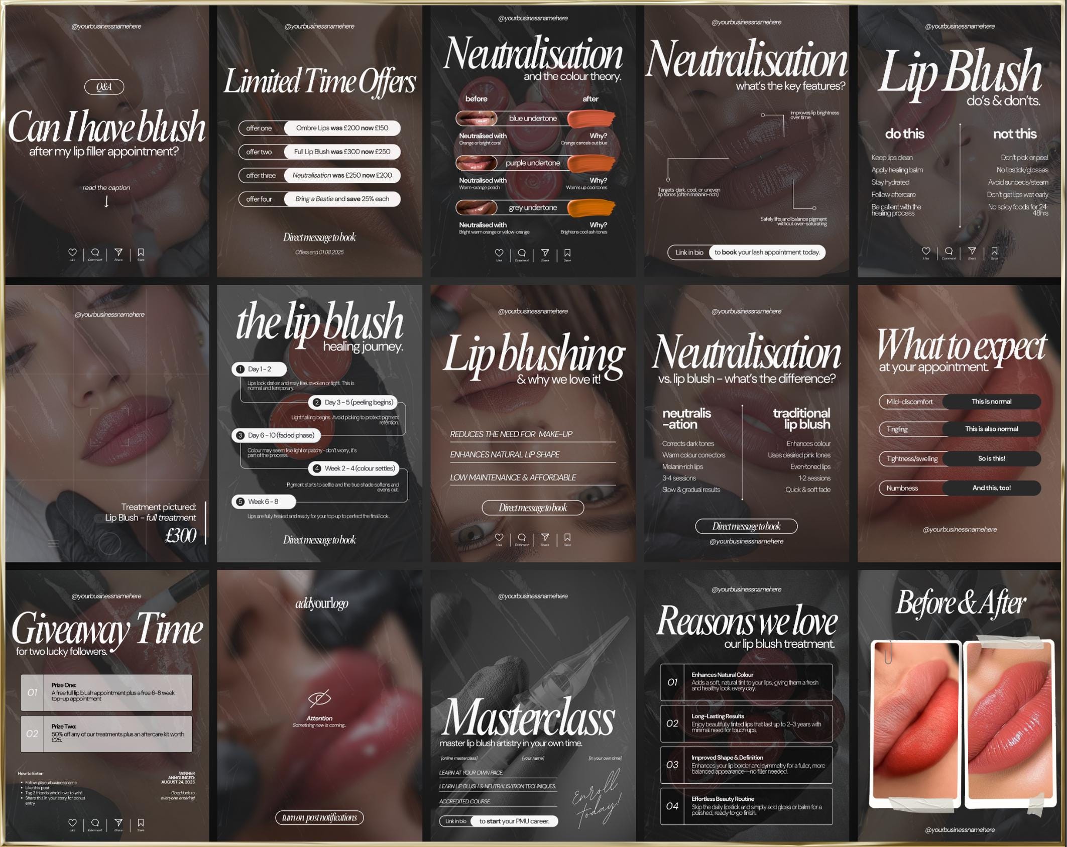 30 SPMU Lip Blush Social Media Templates – Canva Content Posts (digital ...