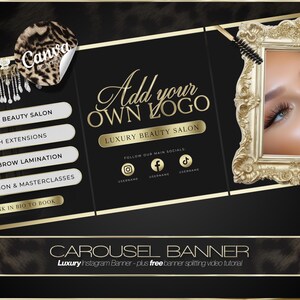 Lash Techniker Instagram Karussell Canva Template | Luxus Lash Banner Design | Sofort Download