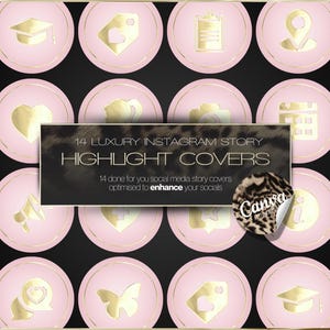 Pink & Gold Instagram Highlight Covers, Beauty Business Canva Templates