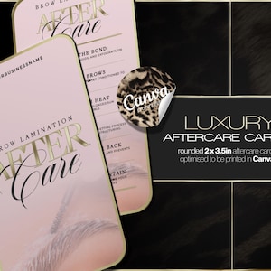 Kaartsjabloon wenkbrauwlaminering nazorg – direct digitaal downloaden – personaliseren voor je bedrijf