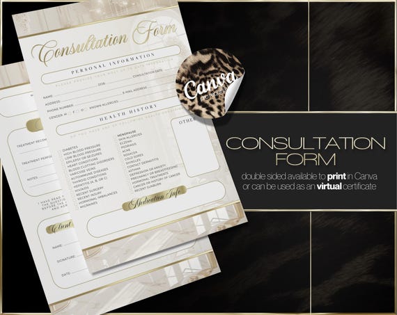Beauty Salon Consultation Form Canva Template | Editable Client Record Sheet | Instant Download