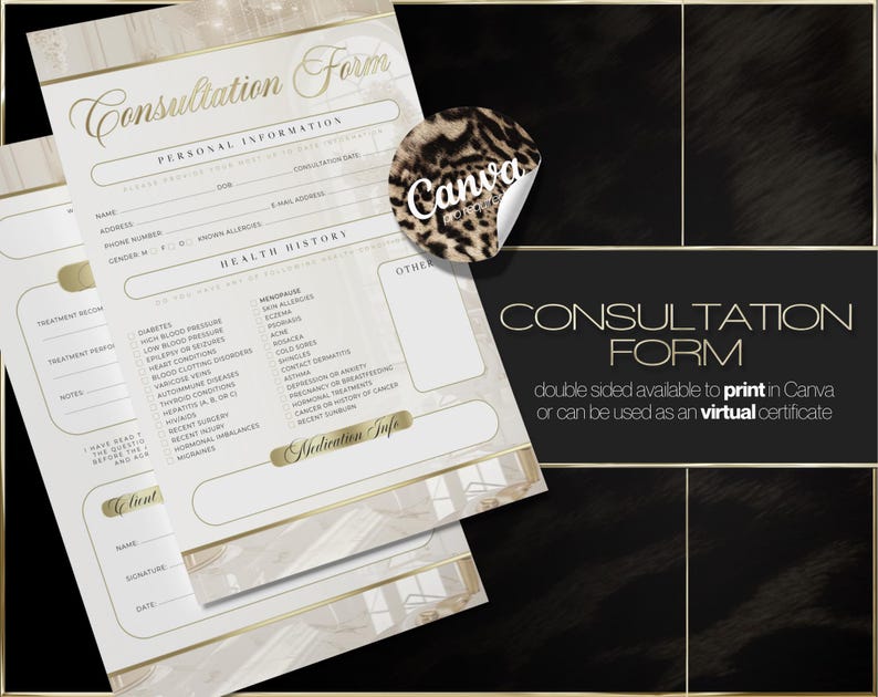 Modulo di consultazione per salone di bellezza - Modello Canva / Scheda cliente modificabile / Download immediato immagine 1