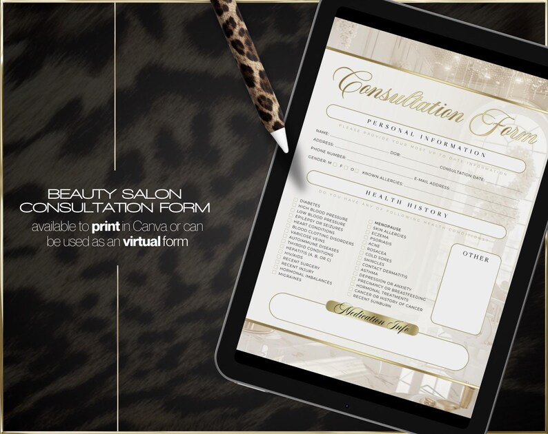 Modulo di consultazione per salone di bellezza - Modello Canva / Scheda cliente modificabile / Download immediato immagine 3