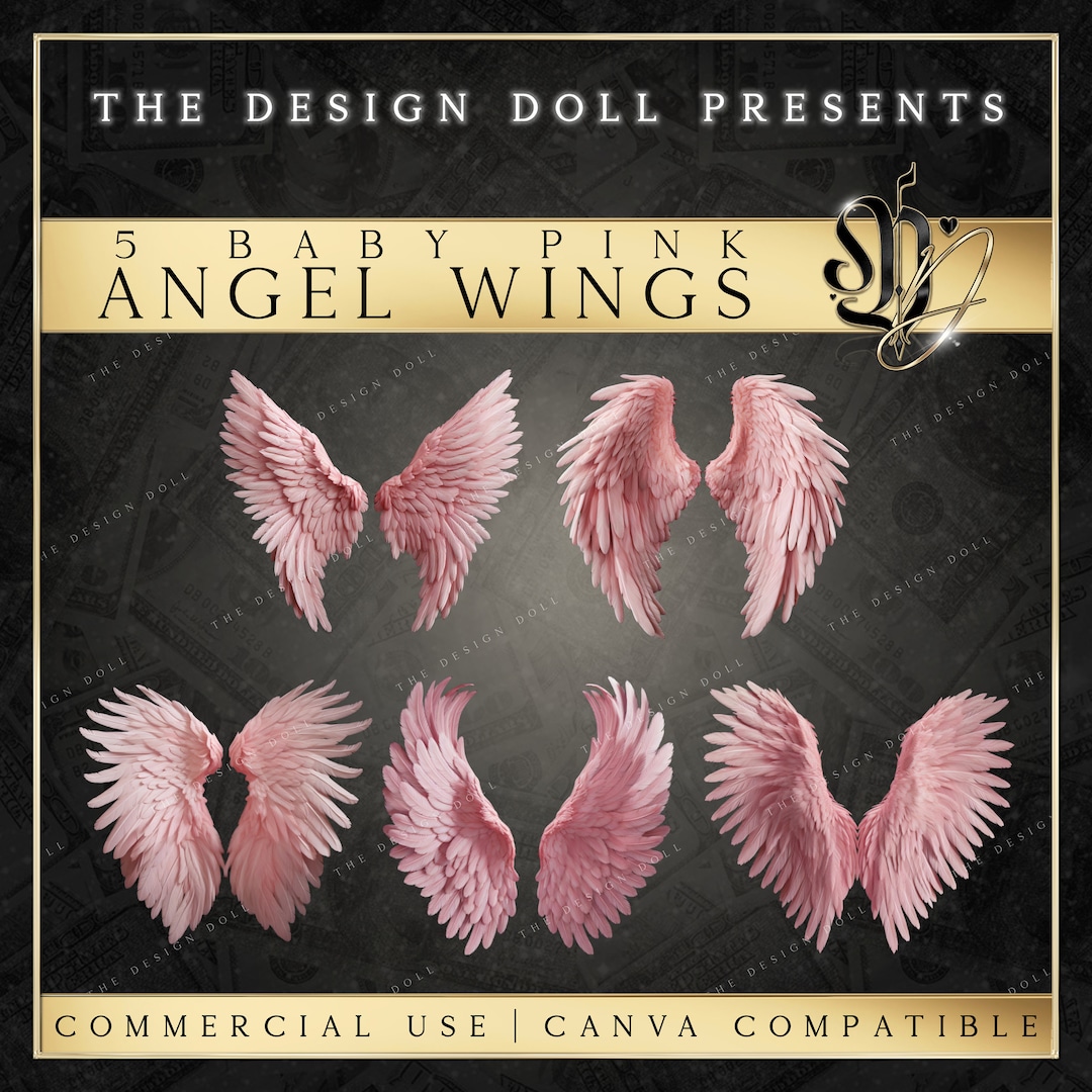 Angel Wings Clipart, Watercolor Clipart, Pink Wings Clipart, Fantasy