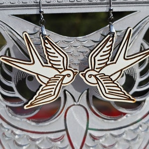Traditional Tattoo Style Sparrow Earrings
