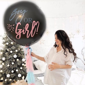 36&quot; Gender Reveal Confetti Balloon with pink and blue confetti&#39;s