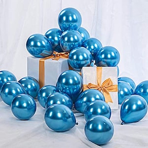12&quot; Royal Metallic Blue Balloons for Graduation, Retirement Party, Baby Shower, Birthday, Bridal Shower Decor, Wedding and more!