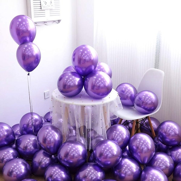 12" Royal Metallic Purple Balloons for Graduation, Retirement Party, Baby Shower, Birthday, Bridal Shower Decor, Wedding and more!