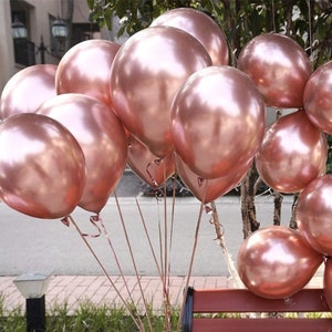 12" Royal Metallic Rose Gold Balloons for Graduation, Retirement Party, Baby Shower, Birthday, Bridal Shower Decor, Wedding and more!