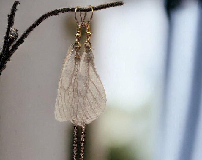 Featured listing image: Delicate Fairy Wing Loop Earplug Anti Loss Chain Earrings| Bohemian Jewellery| Thoughtful Autism Gifts| Neurodivergent Jewellery| Fairy Core