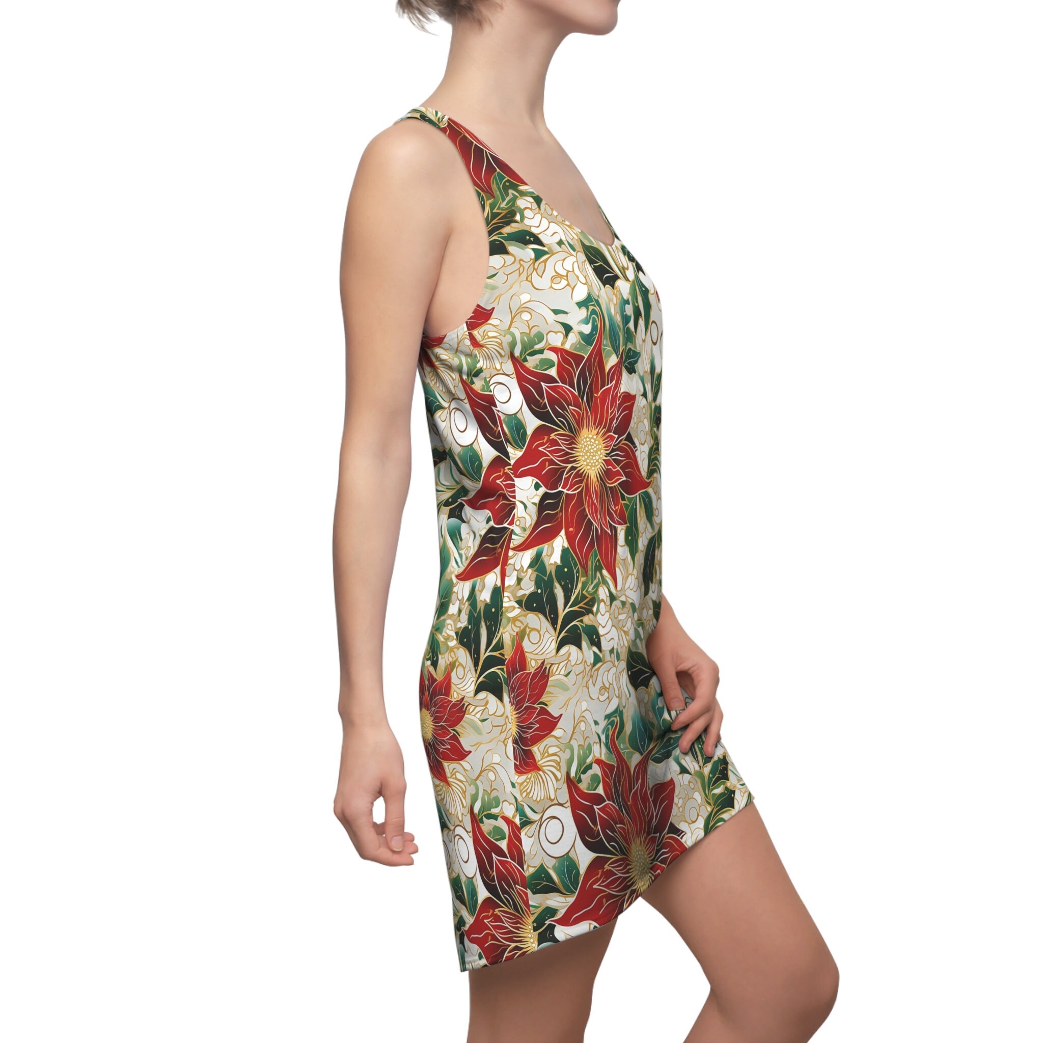 Red Flower Women's Cut & Sew Racerback Dress