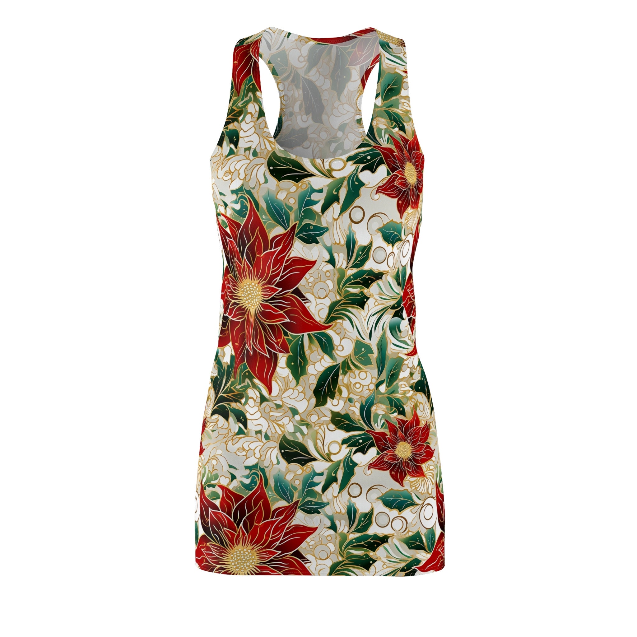 Red Flower Women's Cut & Sew Racerback Dress