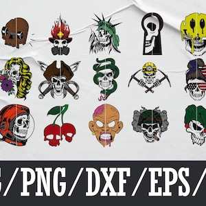 Skull svg bundle, skull png files, sugar skulls svg, skull clipart, Svg for cricut, Instant download, Skull Color Svg
