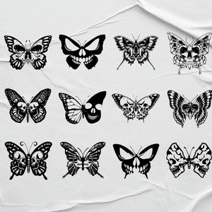 Skull Butterfly 12 Bundle Svg Files | Skeleton SVG | Butterfly Svg | Butterfly Clipart | Butterfly Decal | Skull Svg for Cricut, Silhouette