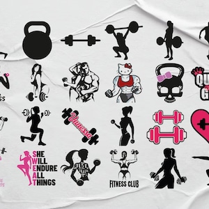 Workout / Gym x35 BUNDLE Svg/Eps/Png/Dxf/Jpg/Pdf, Fitness Motivation Svg, Cardio Zitat, Sport Shirt Svg, Gym Cricut, Übung kommerzielle Nutzung