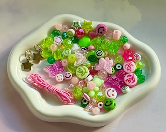 Kids DIY Bracelet Kit – Smiley Face Beads, Star Charms (Set of 5 Kits)