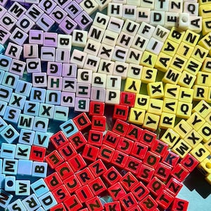 Huge AB Letter Beads! 13mm, Hole: 5.5mm - Red, Purple, White, Blue, Yellow