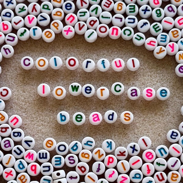 Colorful Lowercase Letter Beads, Acrylic Kandi Supplies (7mm, 100 Pieces)