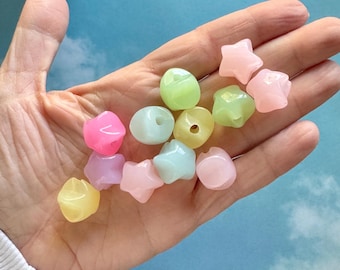 Milky Jelly Star Beads, Kandi Craft Supplies (20 pcs)