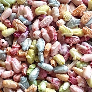 Pastel Smiling Corn Beads, Kandi Crafts, Kawaii Jewelry (100 pcs, 11.5mm)