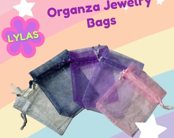 Pack of 10 2.75'' x 3.54'' Organza Jewelry Bags for Bracelets, Necklaces, Keychains, Gifts, Sorority, Mother's Day, Big/Little Reveal, Rush