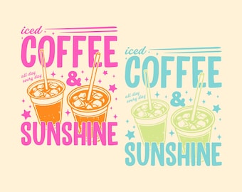 Sonnenschein & Eiskaffee SVG PNG, Sommer Strand Png, Eiskaffee zwar, sarkastischer Kaffee Png, Sommer Vibes svg, Kaffee-Liebhaber-Geschenk.