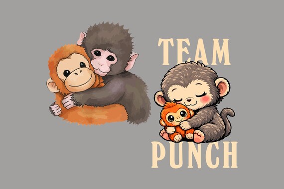 Cute Baby Monkey Punch PNG, Cute Monkey Png, Monkey Punch Graphic Png, Viral Monkey Punch Png, Emotional Gift for Animal Lovers.
