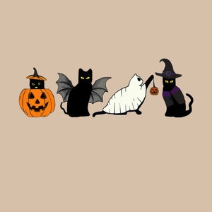 Fantômes avec des fichiers PNG SVG rétro de chat noir, mignons fantômes d'Halloween chat Png, Svg drôle de chats noirs d'Halloween, chat citrouille Png, cadeaux pour amoureux des chats.