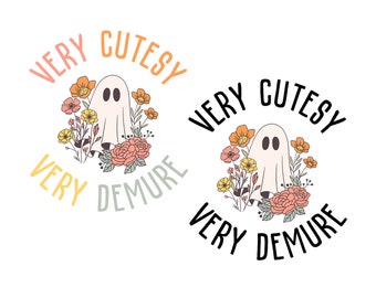 Very Demure Svg Very Cutesy SVG PNG, Funny Gen Z Trendy Png, Very spooky ghost Halloween Svg, Floral ghost png, Gift for Demure Girls Women.