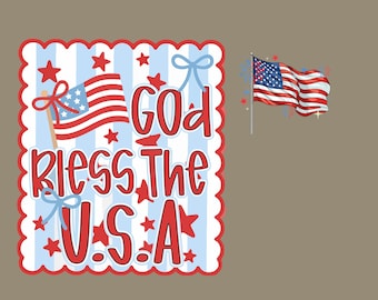 God Bless The USA Png, Funny 4th of July PNG, Freedom America Christian Religious, Red White and Blue Png, Preppy Patriotic Png, Gift.