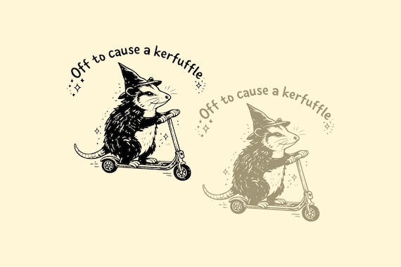 Possum Off to Cause A Kerfuffle SVG PNG, Funny Opossum Scooter Png, Funny Opossum Witch Svg, Sarcastic Humor Gifts.