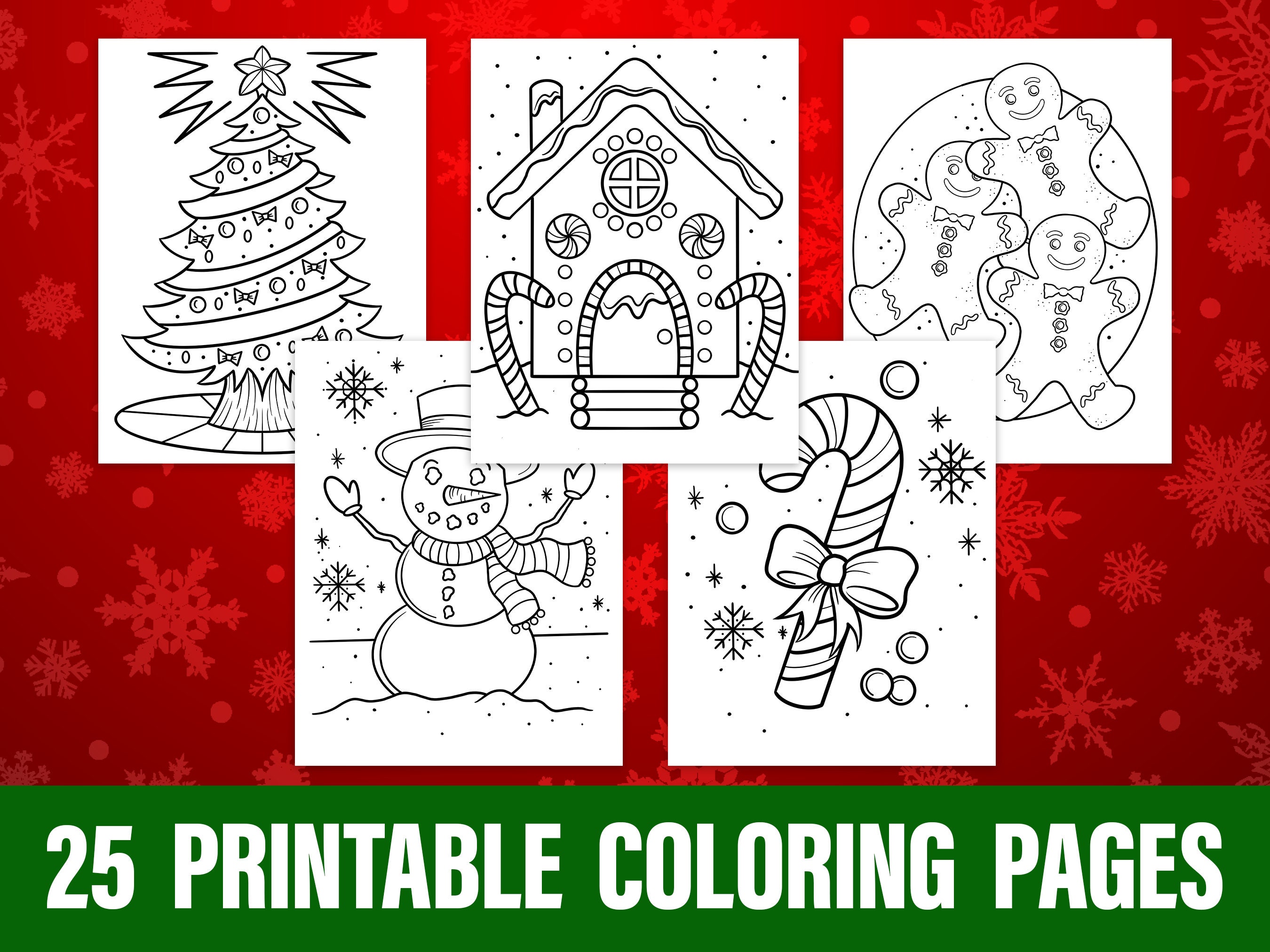 25 Christmas Themed Printable Coloring Pages Digital - Etsy