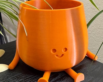 Happy Face Plant Pot with Arms & Legs – Cute Sitting Planter in Bright or Earthy Colors, Multiple Sizes