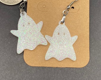 Glow-in-the-Dark Ghost Earrings: Sparkle Glitter Halloween Jewelry
