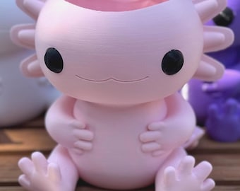Smiling Axolotl Planter Pot with cute eyes