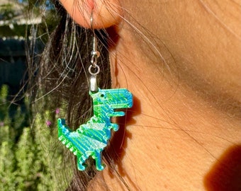 Dinosaur Pixel Earrings - T-Rex - Dino Browser Game -  LoFi - 8-bit - multiple colors available