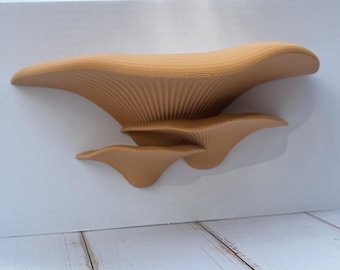 Handcrafted Modern Mushroom Shelf – Realistic Fungi Wall Decor for Keepsakes • Bright & Earthy Colors • Mounting Bracket Included