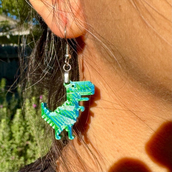Dinosaur Pixel Earrings - T-Rex - Dino Browser Game -  LoFi - 8-bit - multiple colors available
