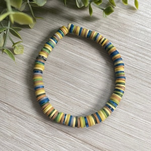 Camo colored heishi clay bead bracelet