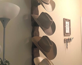 Cowboy Hat Rack, Wall Mounted Display for Cowboy Hats.